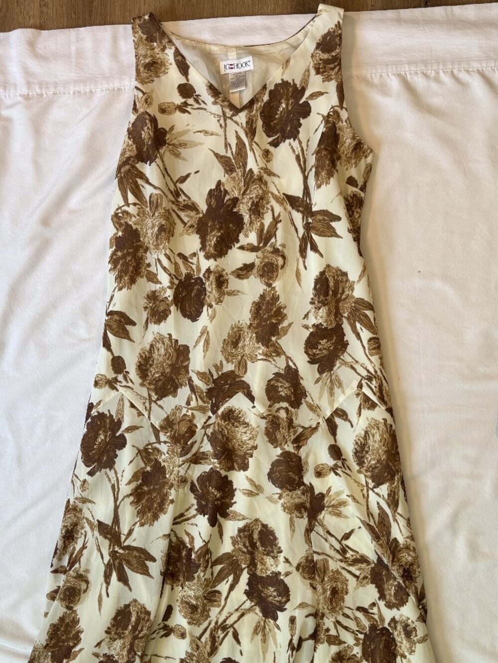 JG Hook Cream Floral Print Dress 14P Garden Party Spring Occasion